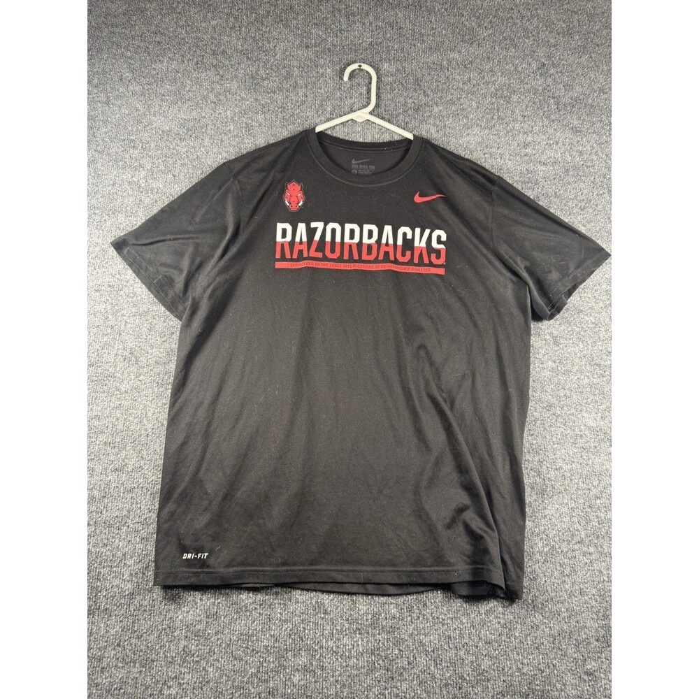Nike Arkansas Razorbacks Tee Dri-FIT Shirt Mens Extra Large XL Black Running Hog